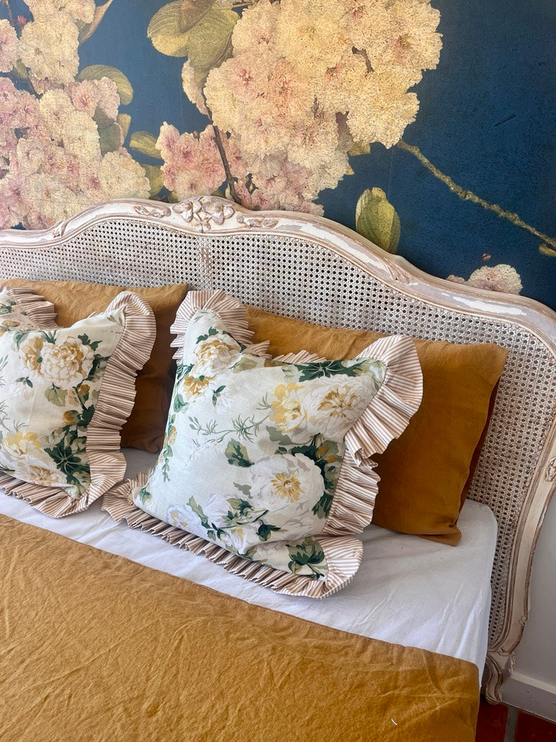Provins Cushion with Ticking Ruffles