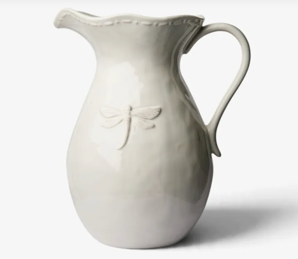 Dragonfly Stoneware Jug ~ White