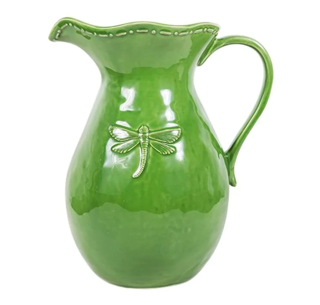 Dragonfly Stoneware Jug ~ Green