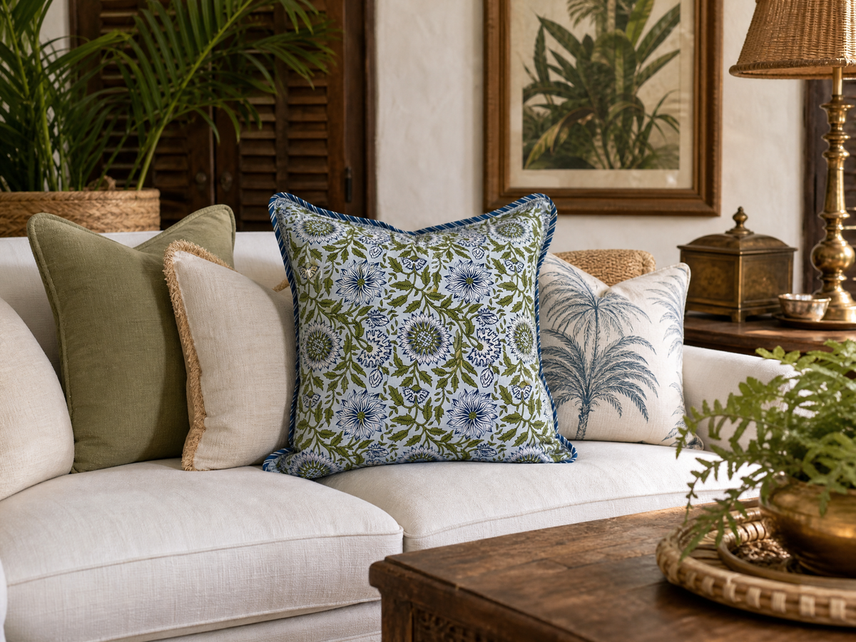 Indigo & Moss Marigold Cushion Cover