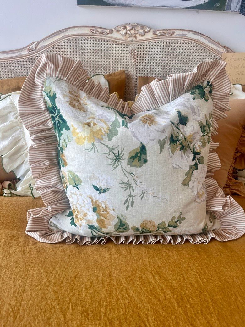Provins Cushion with Ticking Ruffles