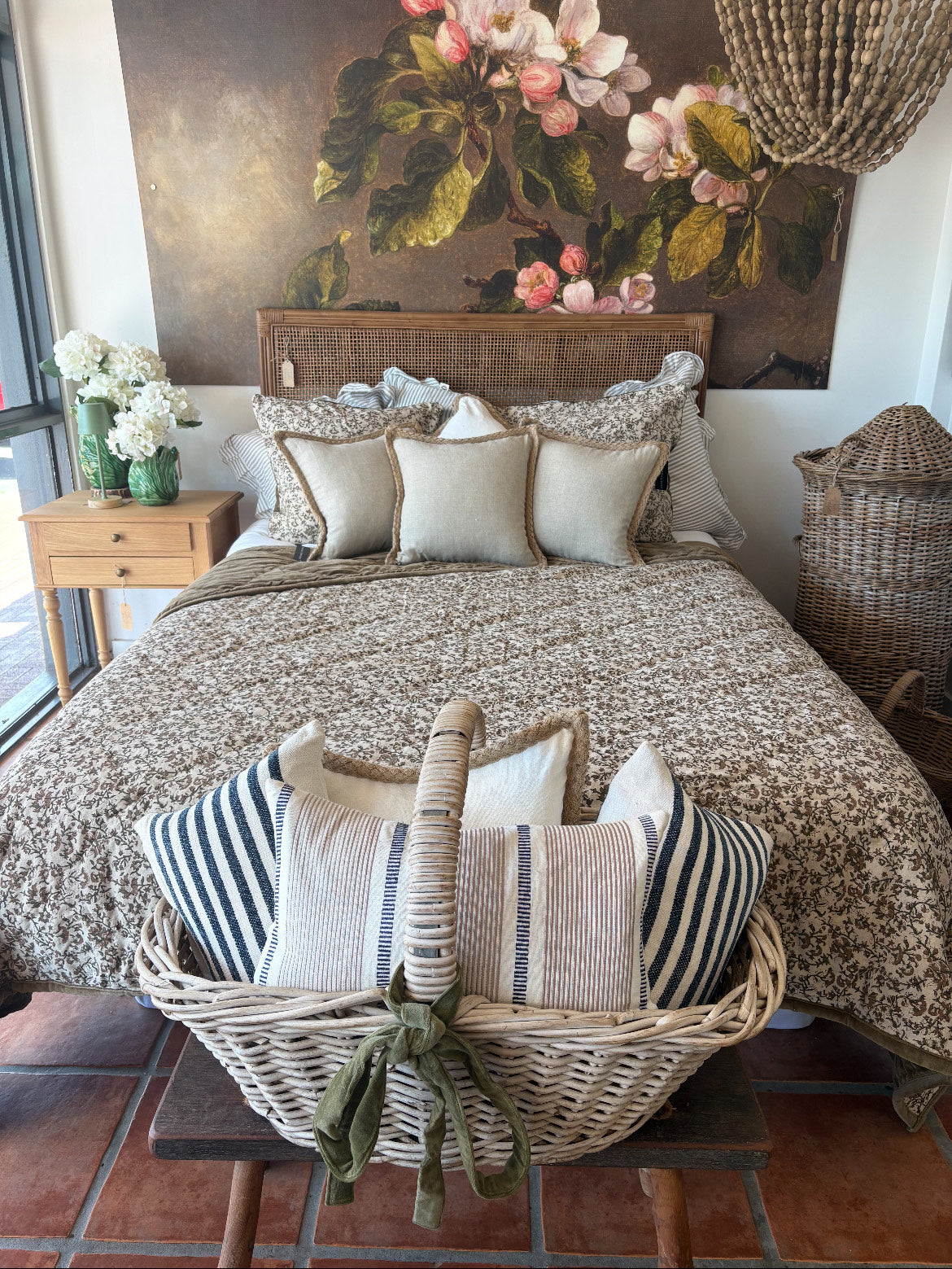 Odette Coverlet ~ Linen & Velvet