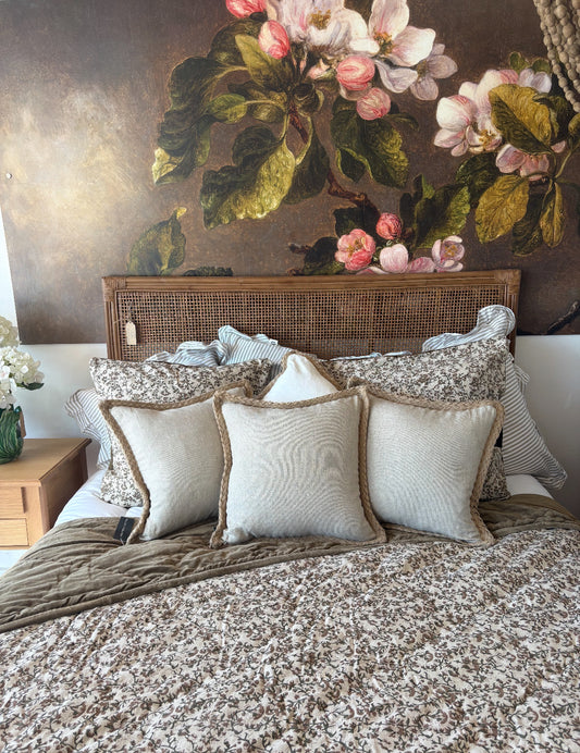 Odette Coverlet ~ Linen & Velvet