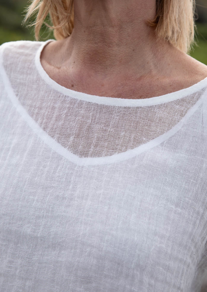 Olivia Linen Top ~ Off White