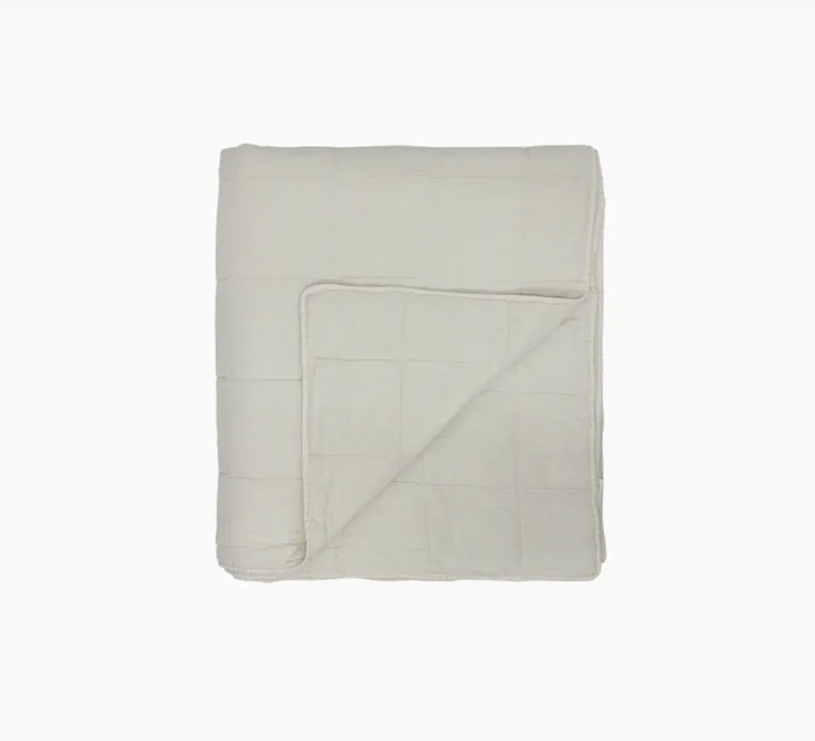 Lulu Stonewashed Cotton Coverlet ~ Ecru