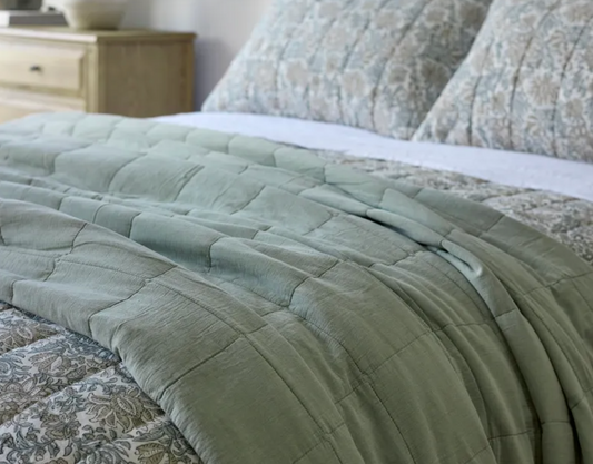 Lulu Stonewashed Cotton Coverlet ~ Sage