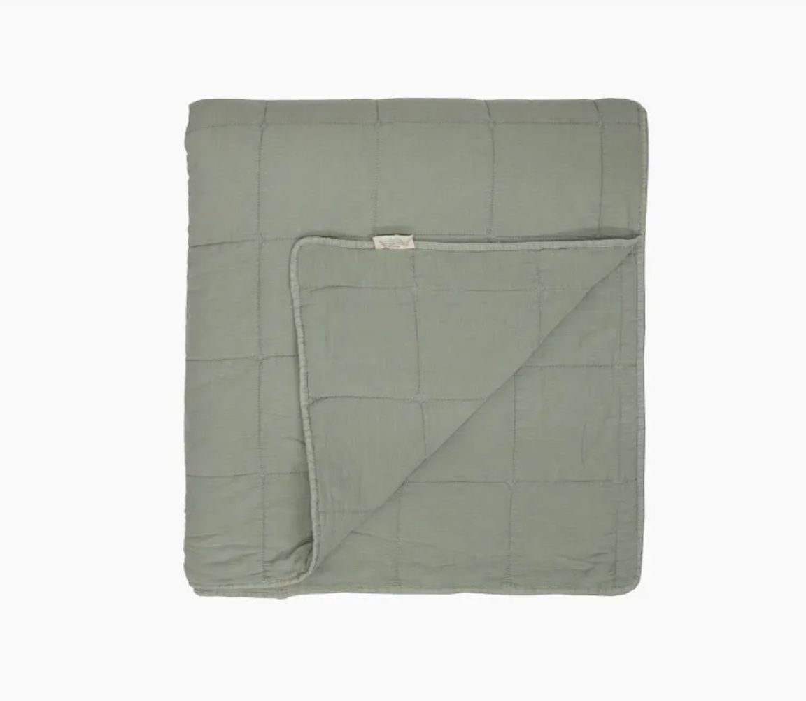 Lulu Stonewashed Cotton Coverlet ~ Sage