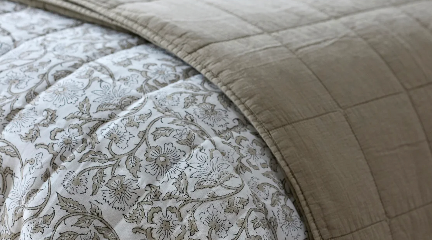 Lulu Stonewashed Cotton Coverlet ~ Taupe