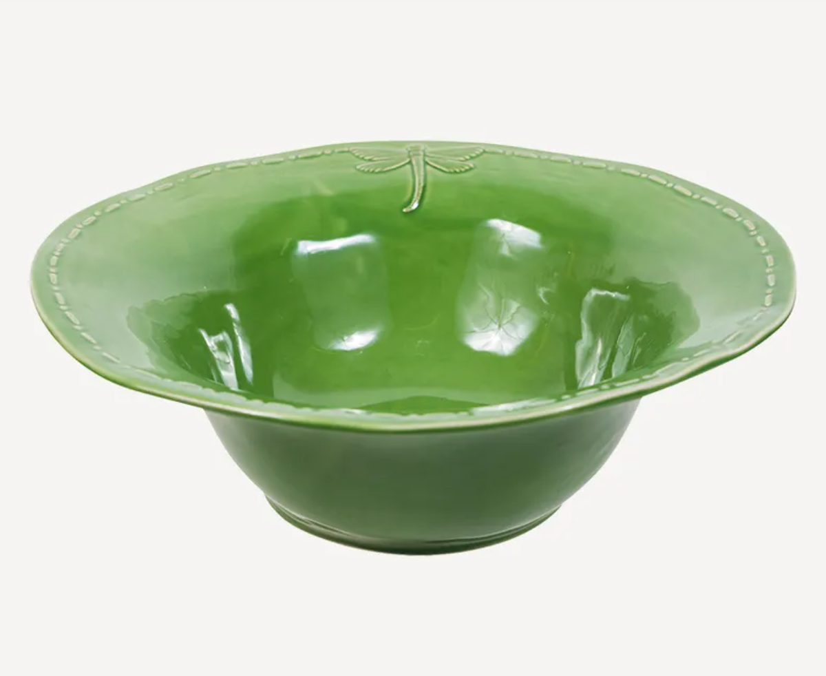Dragonfly Stoneware Green Salad Bowl Large