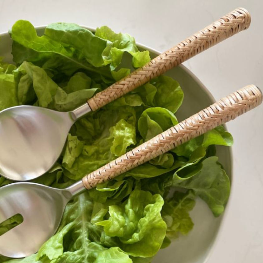 Natural Plaited Wicker Salad Servers