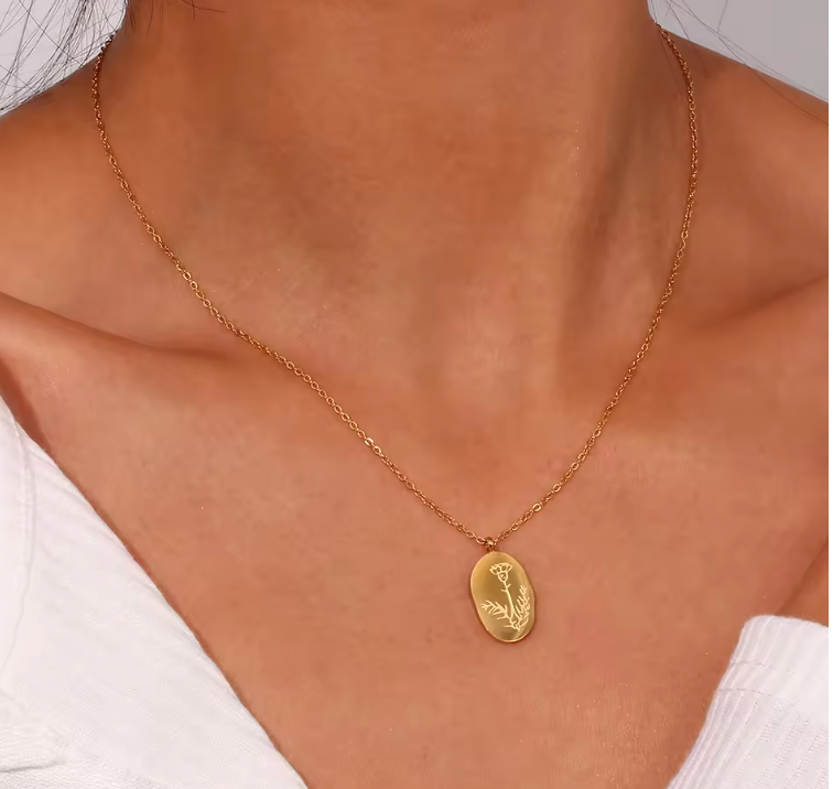 Birth Flower Pendant Necklace