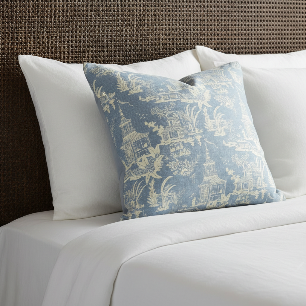 Chinoiserie Cushion Cover ~ Cornflower