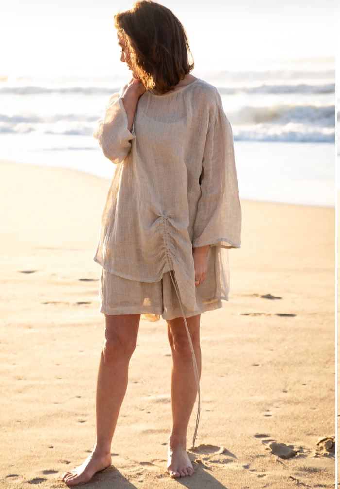 Margot Luxury Gauze Linen Top ~ Natural