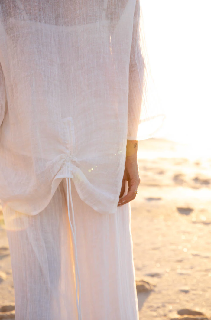 Margot Luxury Gauze Linen Top ~ Off White