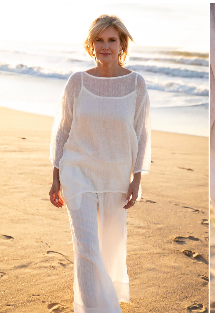 Margot Luxury Gauze Linen Top ~ Off White