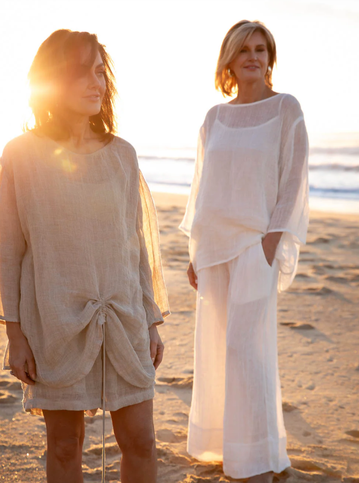 Margot Luxury Gauze Linen Top ~ Natural