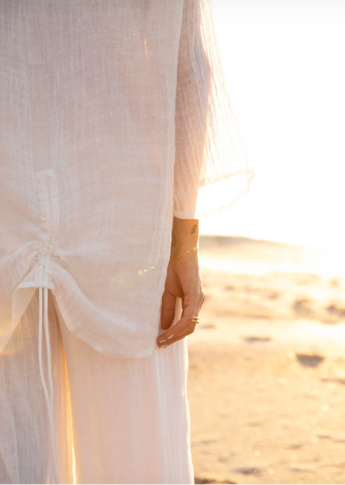 Margot Luxury Gauze Linen Top ~ Off White