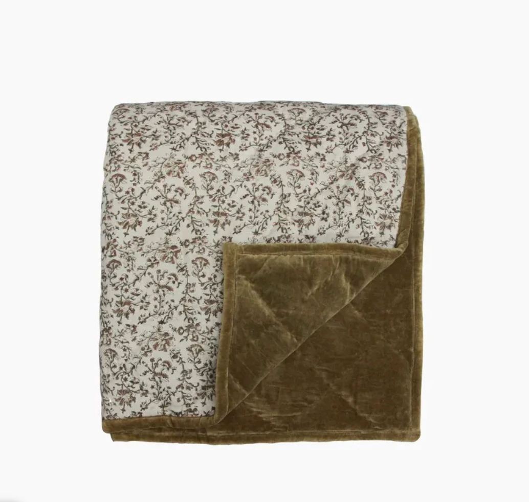 Odette Coverlet ~ Linen & Velvet