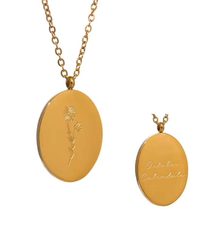 Birth Flower Pendant Necklace
