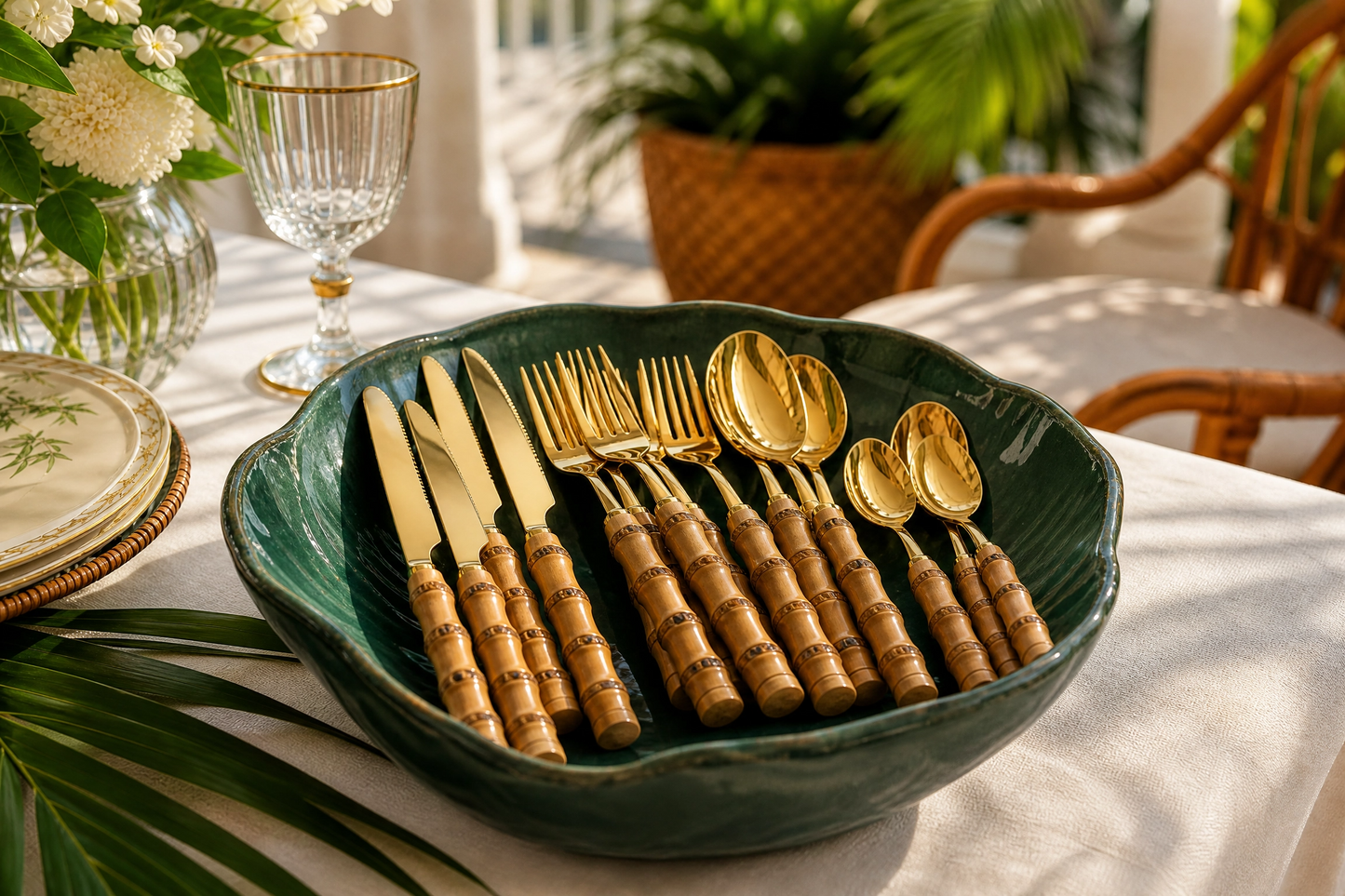 Bamboo Stainless Steel Cutlery Set
