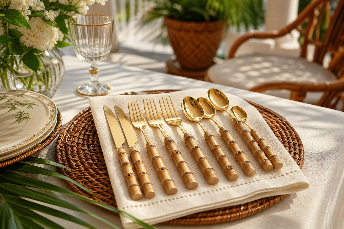 Bamboo Stainless Steel Cutlery Set