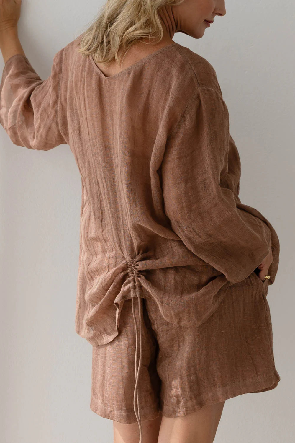 Margot Luxury Gauze Linen Top ~ Clay