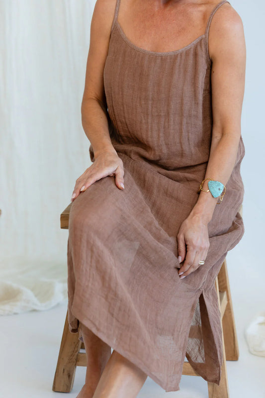 Luxe Linen Slip Dress - Clay