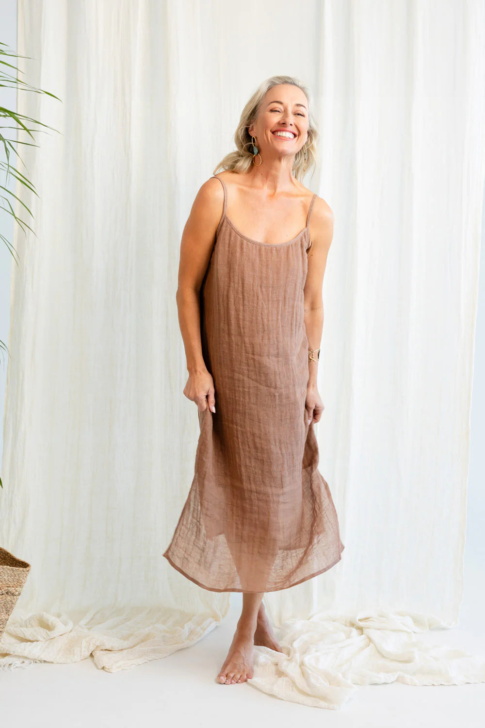 Luxe Linen Slip Dress - Clay