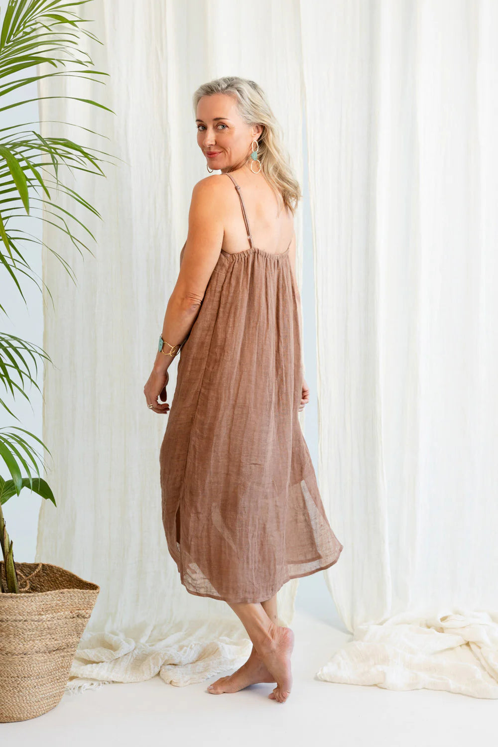 Luxe Linen Slip Dress - Clay
