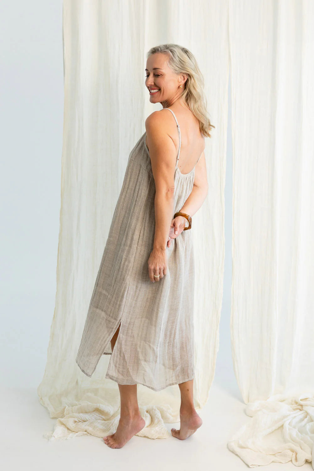 Luxe Linen Slip Dress - Natural