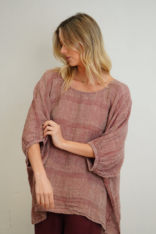 Bella Linen Top ~ Rose
