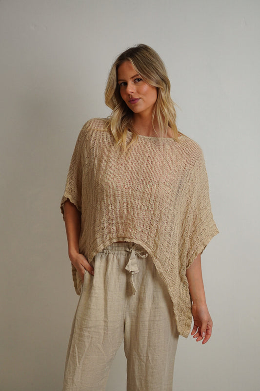 Capri Linen Top ~ Natural