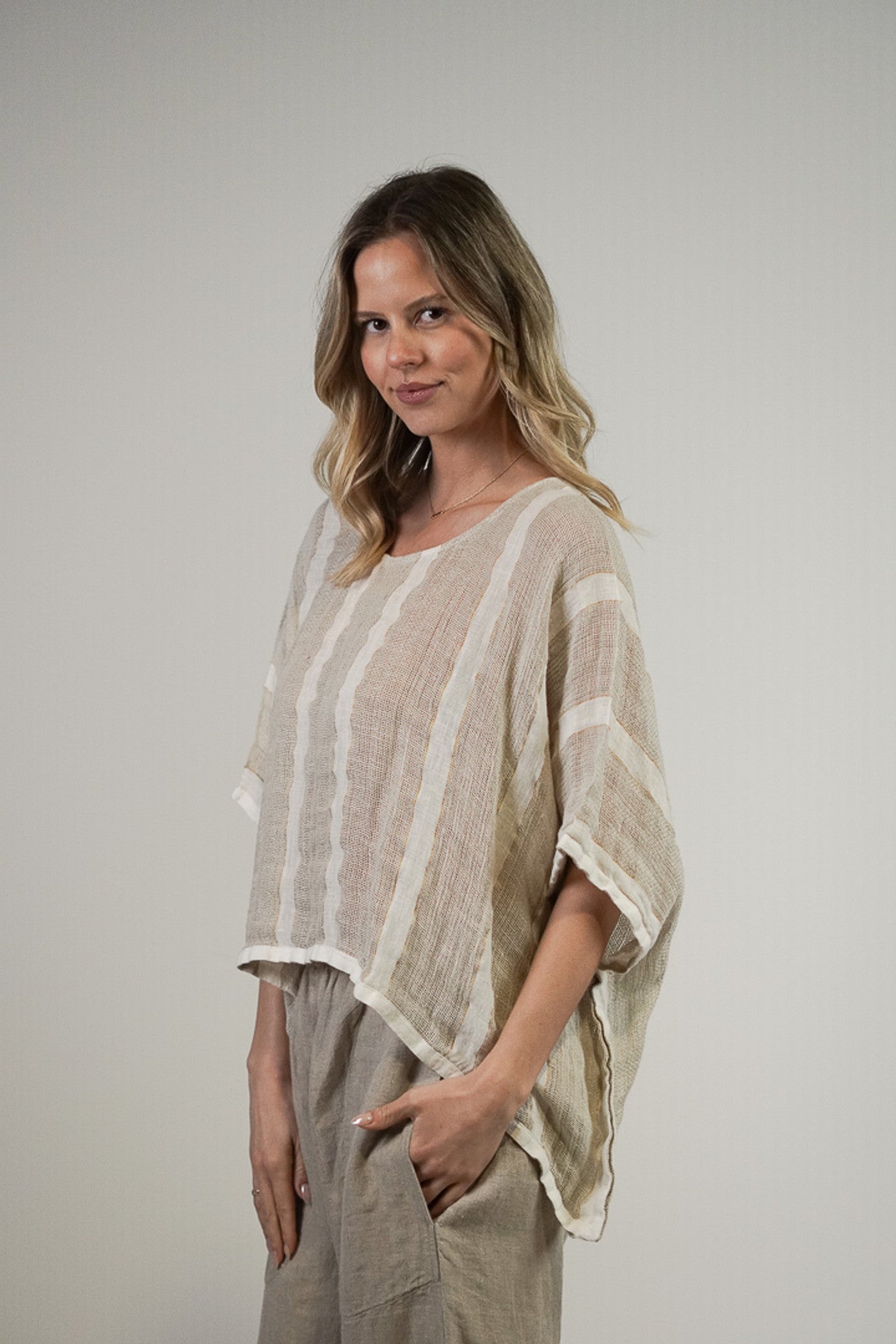 Capri Linen Top ~ Gold