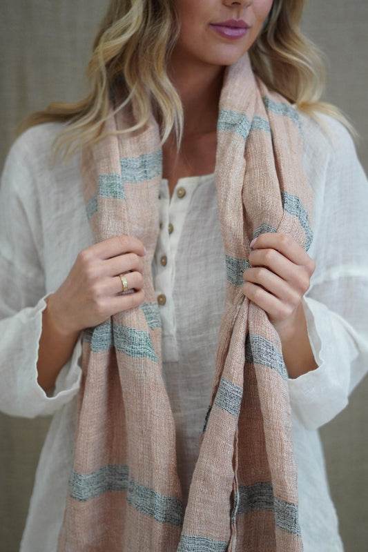 Riviera Linen Scarf ~ Blush