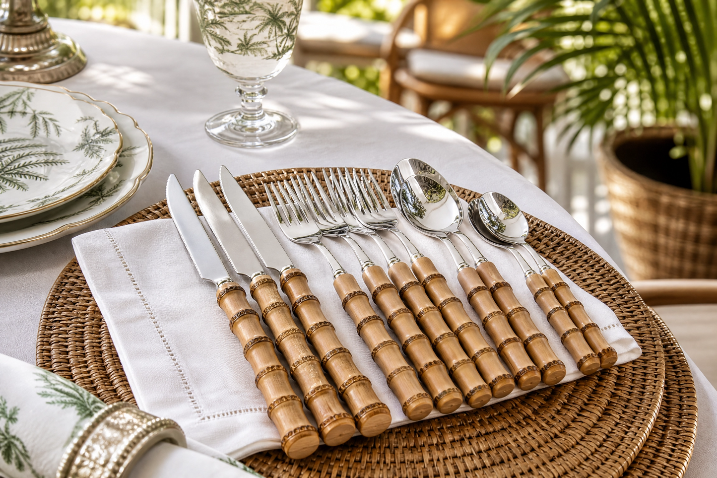 Bamboo Stainless Steel Cutlery Set